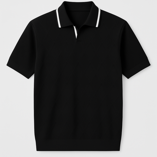 Balenciaga Diamond-Knit Polo – Black